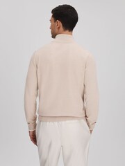 Reiss Camel Swinley Cotton Blend Half-Zip Funnel Neck Jumper - Image 5 of 7