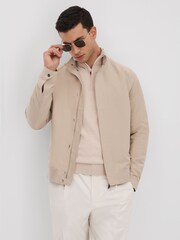 Reiss Camel Swinley Cotton Blend Half-Zip Funnel Neck Jumper - Image 6 of 7