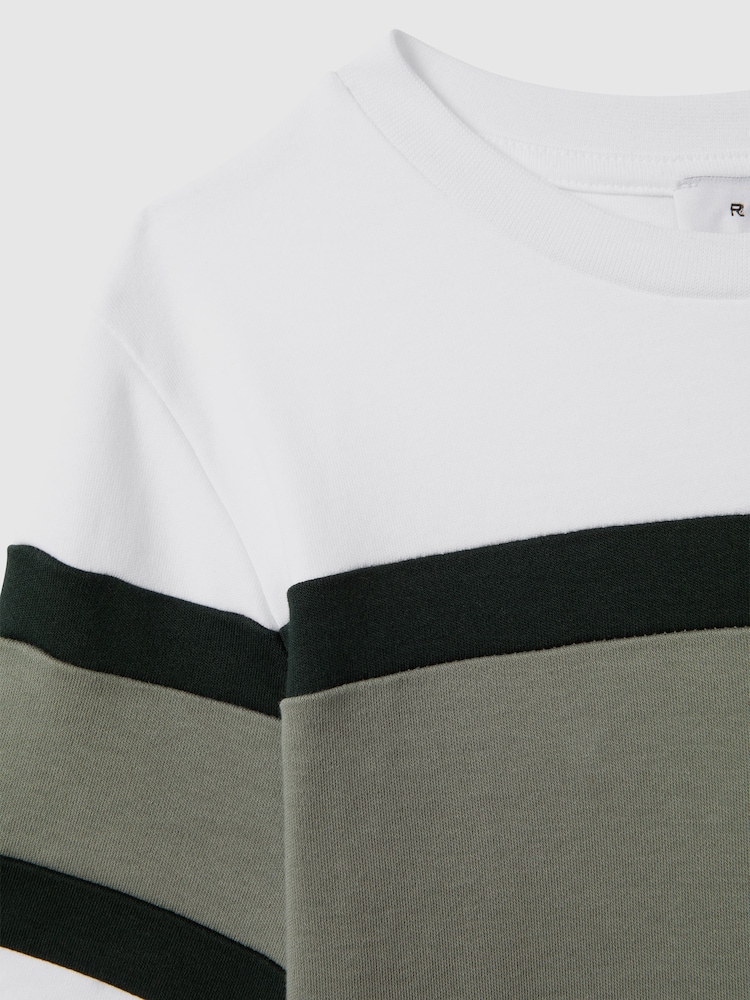 Reiss Green Auckland 9-13 yrs Cotton Colourblock Crew Neck T-Shirt - Image 6 of 6