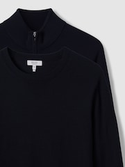 Reiss Navy Merino Mixer 2 Pack Pack of Two Merino Wool Jumpers - Image 8 of 8