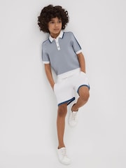 Reiss White Heddon 9-13 yrs Knitted Drawstring Shorts - Image 3 of 4