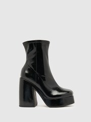 Schuh Brogan Patent Platform Black Boots - Image 1 of 4