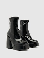Schuh Brogan Patent Platform Black Boots - Image 2 of 4