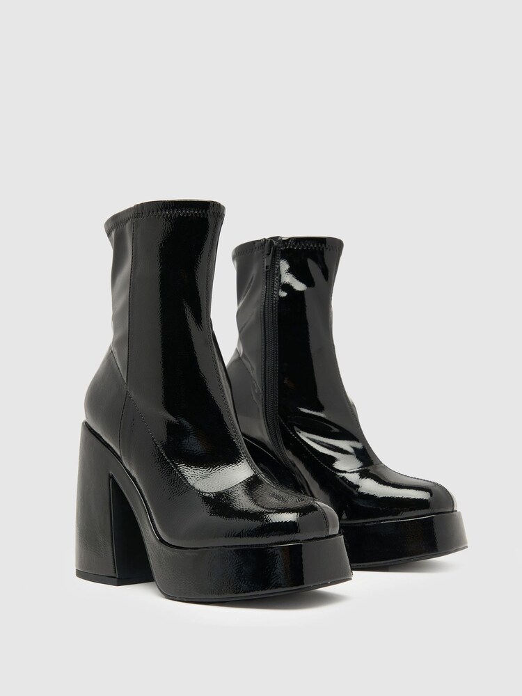 Schuh Brogan Patent Platform Black Boots - Image 2 of 4 Schuh Brogan Patent Platform Black Boots - Image 2 of 4