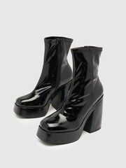 Schuh Brogan Patent Platform Black Boots - Image 3 of 4
