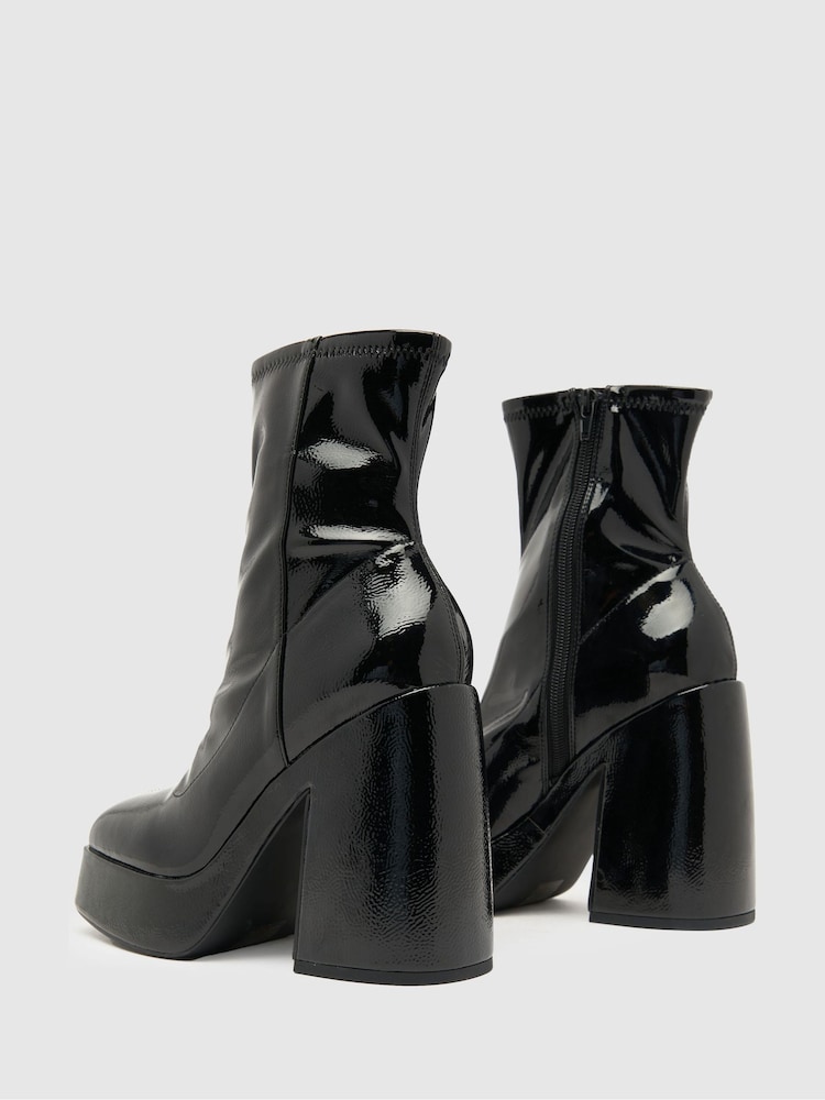 Schuh Brogan Patent Platform Black Boots - Image 4 of 4