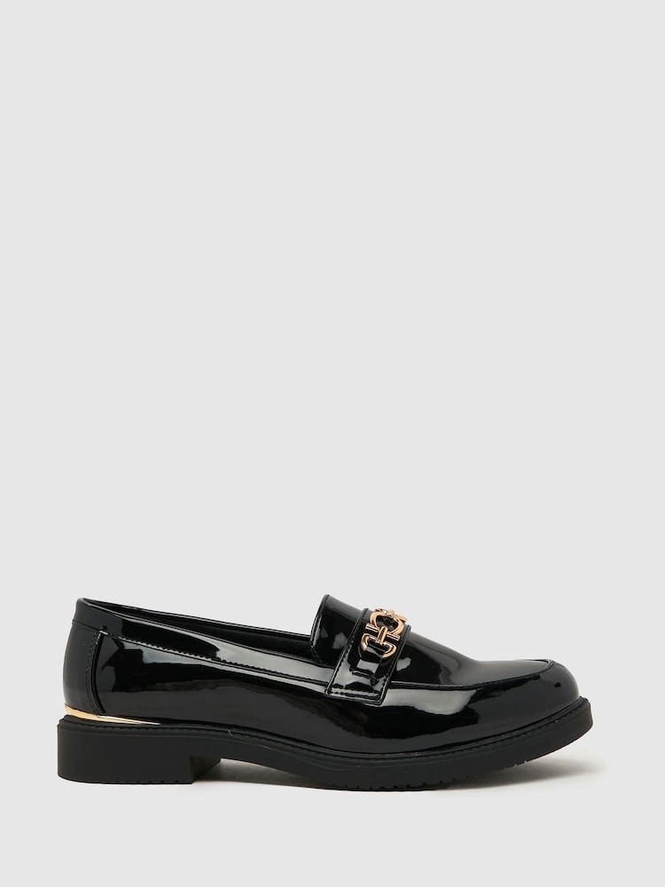 Schuh Larsa Patent Hardware Black Loafers - Image 1 of 4