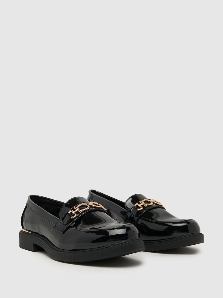 Schuh Larsa Patent Hardware Black Loafers - Image 2 of 4