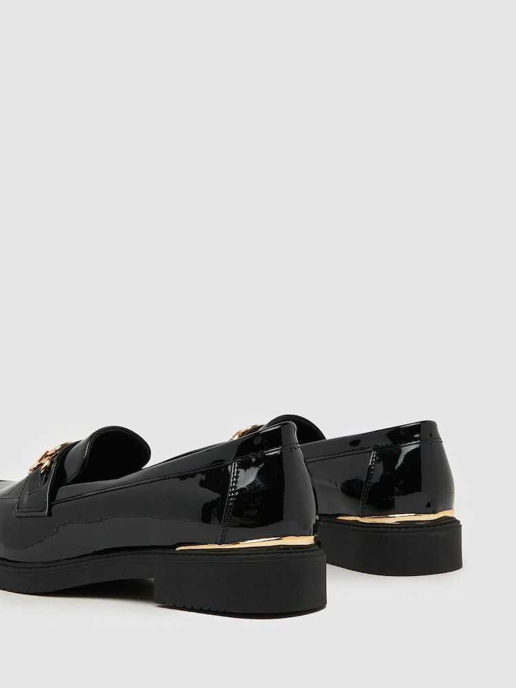 Schuh Larsa Patent Hardware Black Loafers - Image 4 of 4