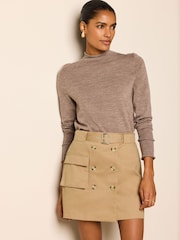 Brown Belted Mini Skirt - Image 1 of 6