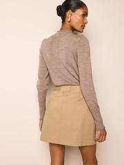 Brown Belted Mini Skirt - Image 3 of 6