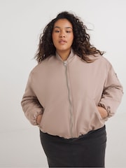 Simply Be Pink Oversized Bomber Jacket - Image 1 of 4