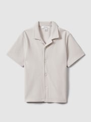 Reiss Silver Gerrard 3-9 yrs Textured Cotton Cuban Collar Shirt - Image 2 of 4