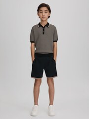 Reiss Hunting Green Brunswick 3-9 yrs Geometric Design Knitted Polo Shirt - Image 3 of 6