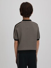 Reiss Hunting Green Brunswick 3-9 yrs Geometric Design Knitted Polo Shirt - Image 5 of 6