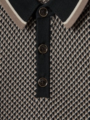 Reiss Hunting Green Brunswick 3-9 yrs Geometric Design Knitted Polo Shirt - Image 6 of 6