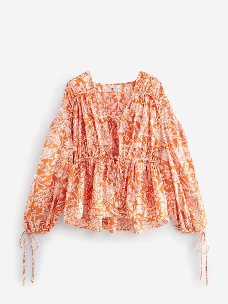 Morris & Co. Sunflower Orange Poplin Layered Tie Blouse - Image 5 of 6