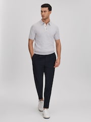 Reiss Soft Grey Finch Cotton Blend Contrast Polo Shirt - Image 3 of 6