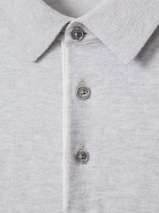 Reiss Soft Grey Finch Cotton Blend Contrast Polo Shirt - Image 6 of 6