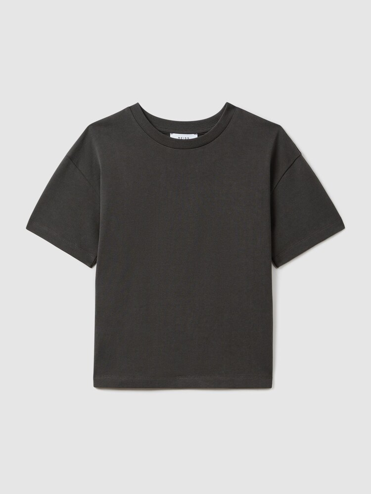 Reiss Washed Black Selby 9-13 yrs Oversized Cotton Crew Neck T-Shirt - Image 2 of 4