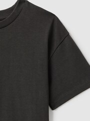 Reiss Washed Black Selby 9-13 yrs Oversized Cotton Crew Neck T-Shirt - Image 4 of 4