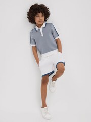 Reiss White Heddon 3-9 yrs Knitted Drawstring Shorts - Image 1 of 4