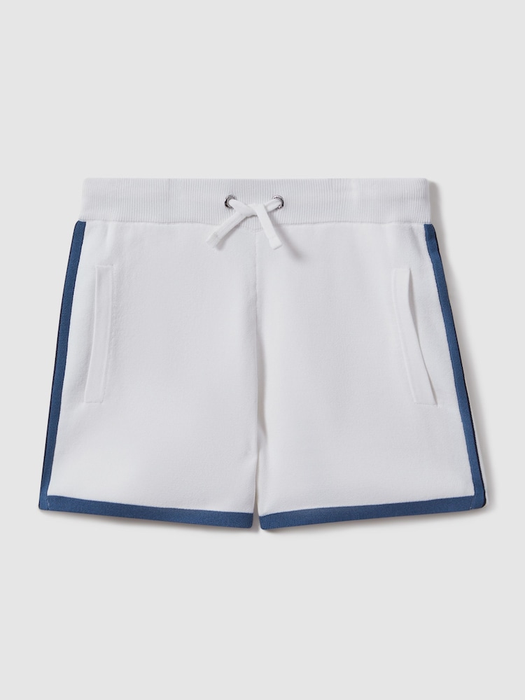 Reiss White Heddon 3-9 yrs Knitted Drawstring Shorts - Image 2 of 4