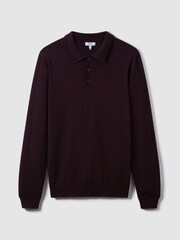 Reiss Bordeaux Trafford Merino Wool Polo Shirt - Image 2 of 7