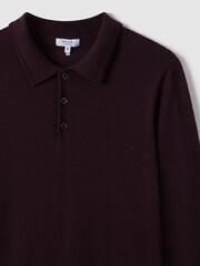 Reiss Bordeaux Trafford Merino Wool Polo Shirt - Image 5 of 7