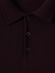 Reiss Bordeaux Trafford Merino Wool Polo Shirt - Image 6 of 7