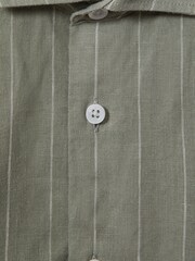 Reiss Sage Stripe Ruban 13-14 yrs Striped Linen Cutaway Collar Shirt - Image 3 of 4