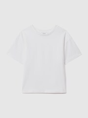 Reiss White Selby Junior Oversized Cotton Crew Neck T-Shirt - Image 2 of 6