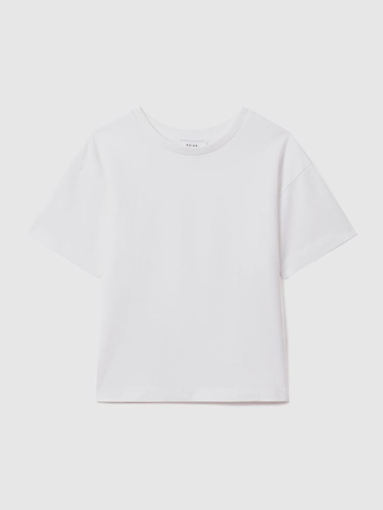 Reiss White Selby Junior Oversized Cotton Crew Neck T-Shirt - Image 2 of 6
