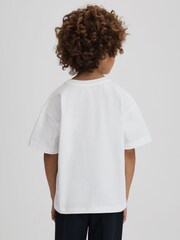 Reiss White Selby Junior Oversized Cotton Crew Neck T-Shirt - Image 5 of 6