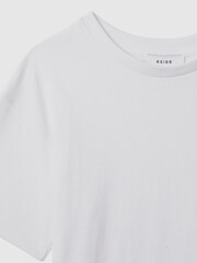 Reiss White Selby Junior Oversized Cotton Crew Neck T-Shirt - Image 6 of 6