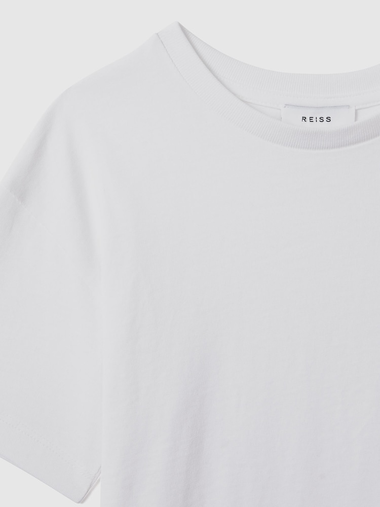 Reiss White Selby Junior Oversized Cotton Crew Neck T-Shirt - Image 6 of 6