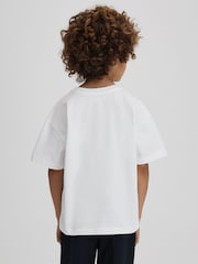 Reiss White Selby Senior Oversized Cotton Crew Neck T-Shirt - Image 5 of 6
