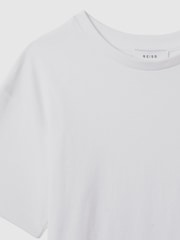 Reiss White Selby Senior Oversized Cotton Crew Neck T-Shirt - Image 6 of 6