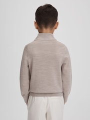 Reiss Wheat Melange Blackhall 3-9 yrs Wool Quarter Zip Jumper - Image 5 of 7