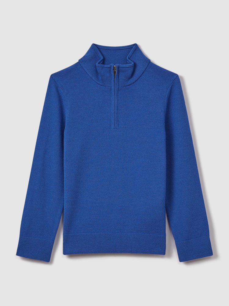 Reiss Lapis Blue Blackhall 3-9 yrs Wool Half-Zip Funnel Neck Jumper - Image 2 of 6 Reiss Lapis Blue Blackhall 3-9 yrs Wool Half-Zip Funnel Neck Jumper - Image 2 of 6