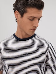 Reiss Navy/White Keats Striped Crew Neck T-Shirt - Image 1 of 6