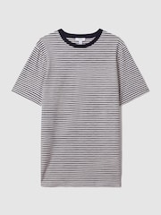 Reiss Navy/White Keats Striped Crew Neck T-Shirt - Image 2 of 6