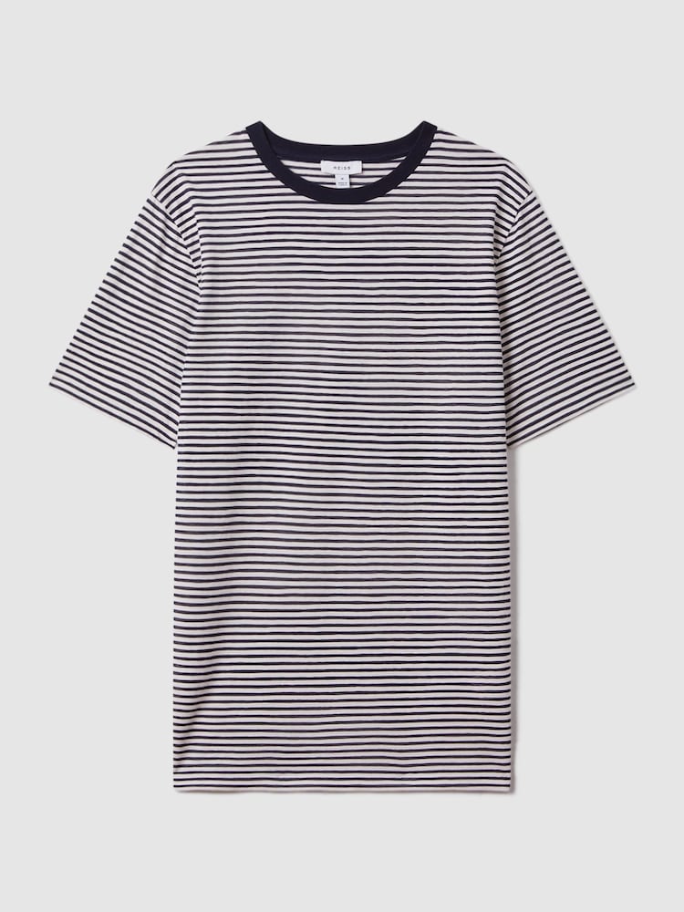 Reiss Navy/White Keats Striped Crew Neck T-Shirt - Image 2 of 6