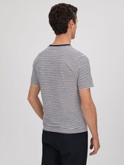 Reiss Navy/White Keats Striped Crew Neck T-Shirt - Image 5 of 6