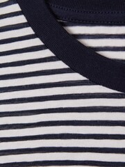 Reiss Navy/White Keats Striped Crew Neck T-Shirt - Image 6 of 6