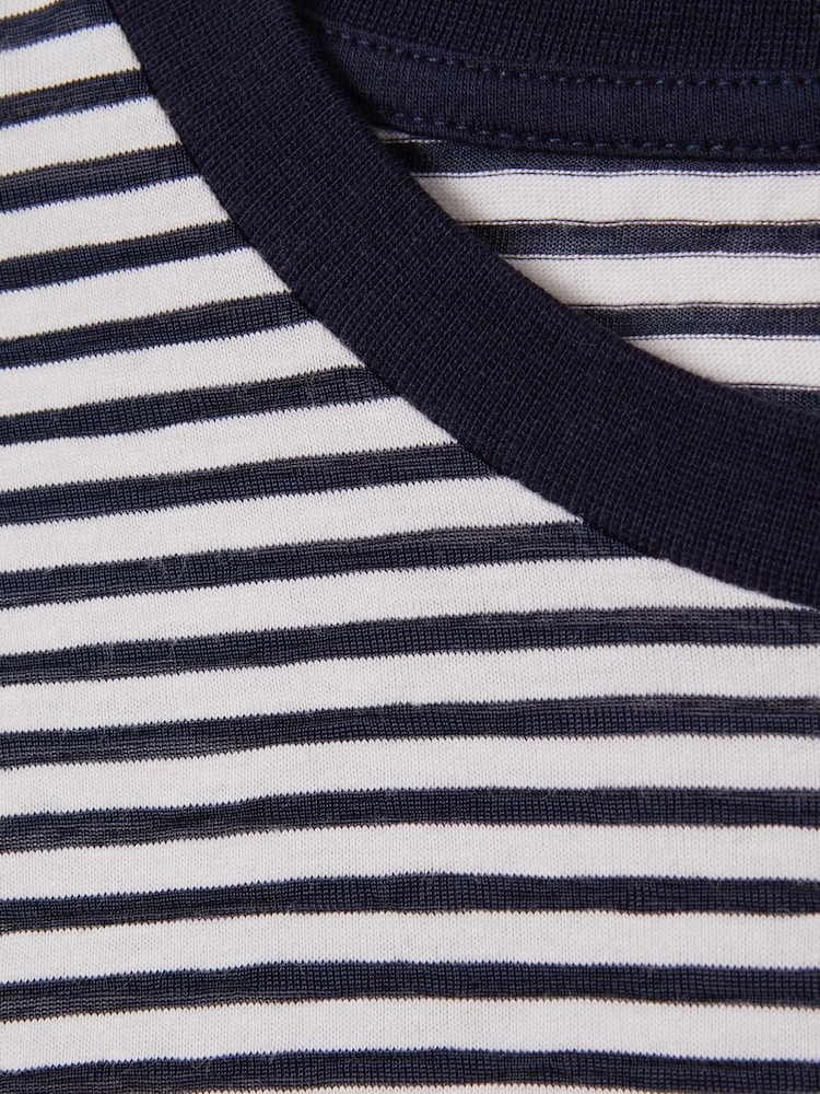 Reiss Navy/White Keats Striped Crew Neck T-Shirt - Image 6 of 6