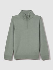 Reiss Pistachio Blackhall 3-9 yrs Wool Half-Zip Funnel Neck Jumper - Image 2 of 6