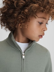 Reiss Pistachio Blackhall 3-9 yrs Wool Half-Zip Funnel Neck Jumper - Image 4 of 6