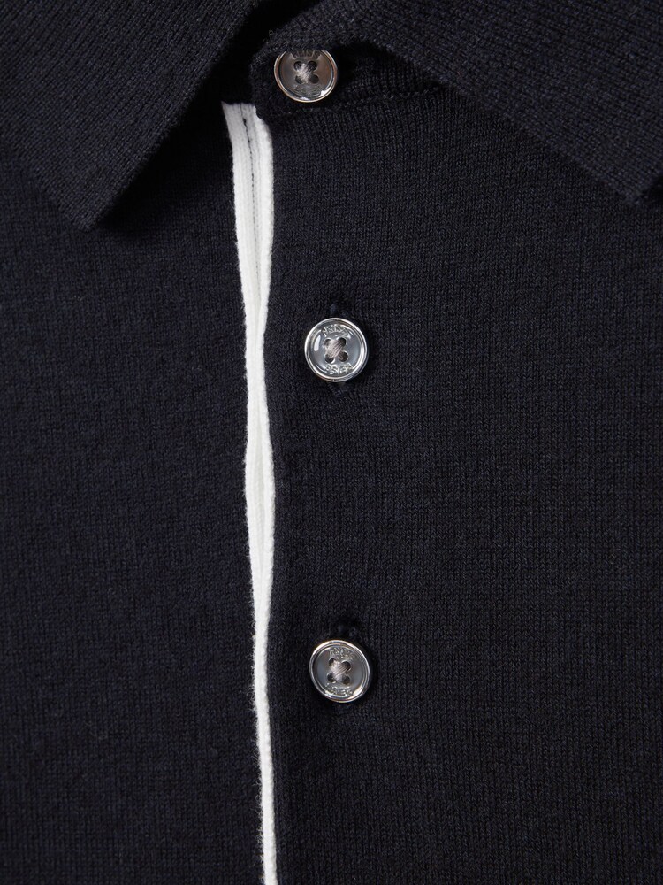 Reiss Navy Finch Cotton Blend Contrast Polo Shirt - Image 6 of 6 Reiss Navy Finch Cotton Blend Contrast Polo Shirt - Image 6 of 6