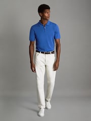 Reiss Lapis Blue Maxwell Merino Wool Half-Zip Polo Shirt - Image 3 of 6